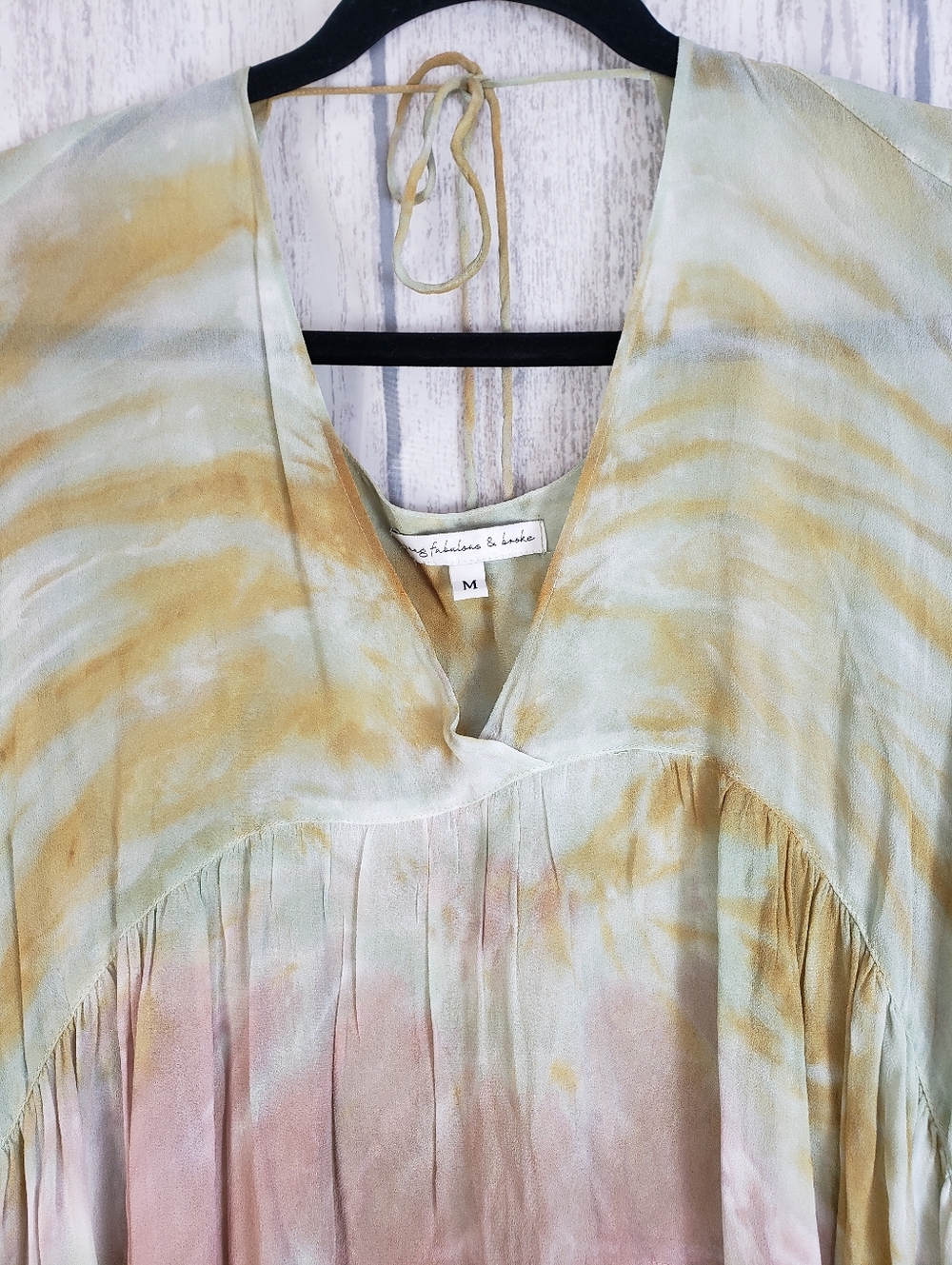 Young Fabulous & Broke Rosa mini dress green & pink tie-dye Boho Festival Medium - Picture 4 of 10